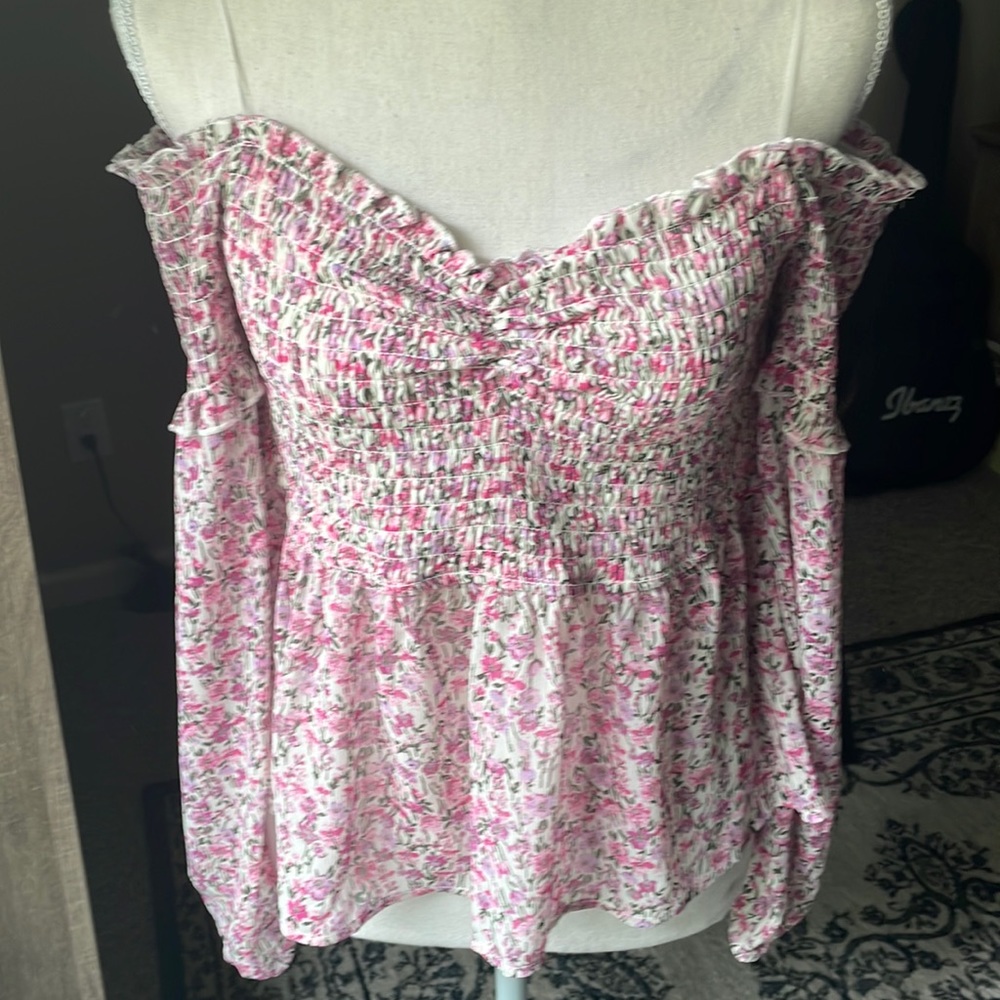 Cute sweetheart necklines off the shoulder cute pink womens blouse